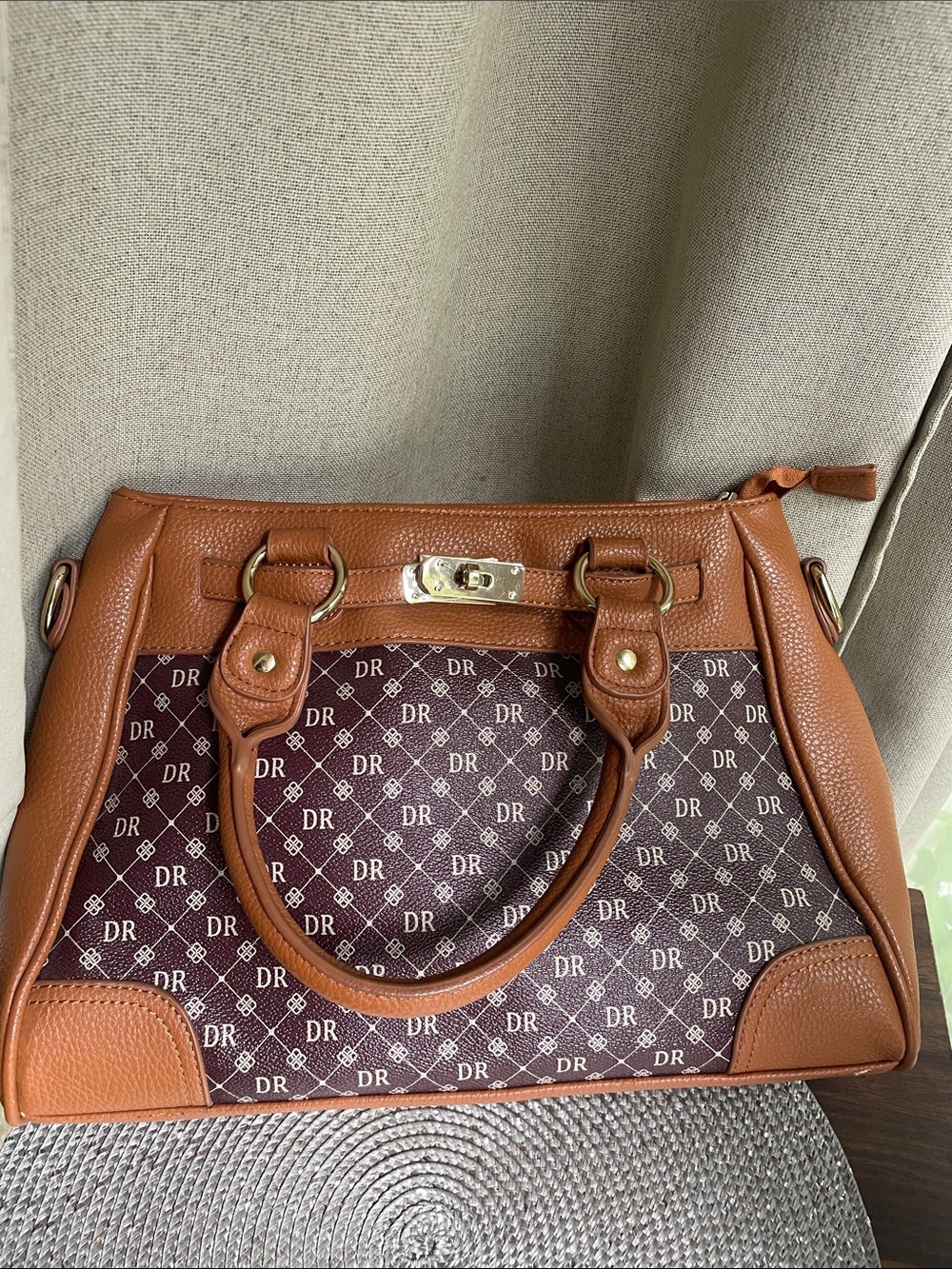 Danbury Mint Brown and Dark Brown Monogram Satchel